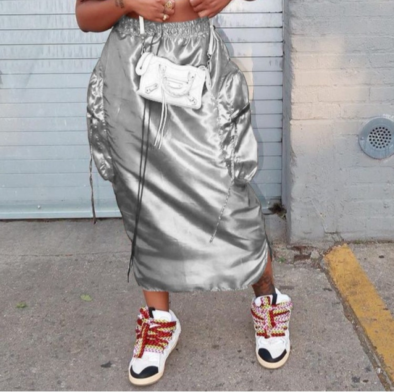 Satin Cargo Skirt