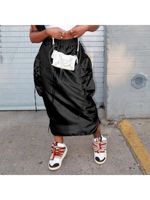 Satin Cargo Skirt